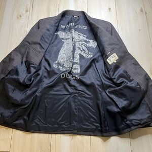Juicy Couture Wool Cotton Blend Sports Coat Glen Plaid Mens 42R WARNING DOGS